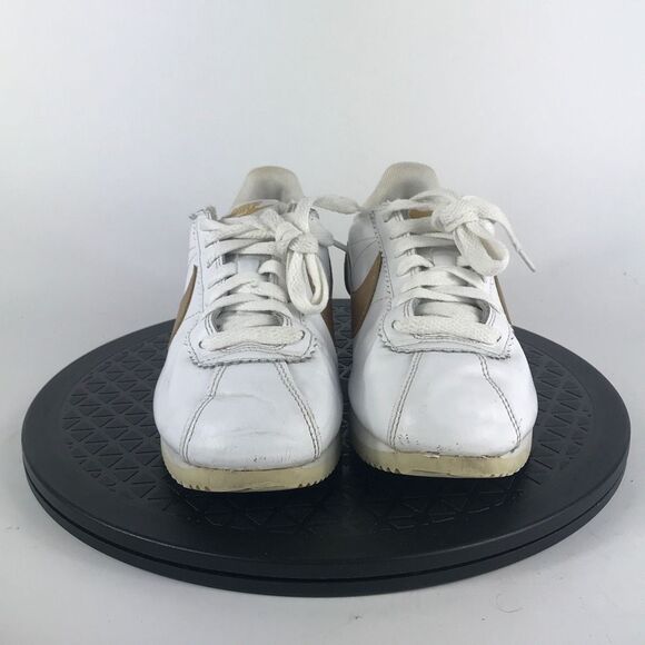 Nike Classic Cortez White/Gold Leather Shoes 807471-106 Women’s Size 7.5 - Picture 2 of 12